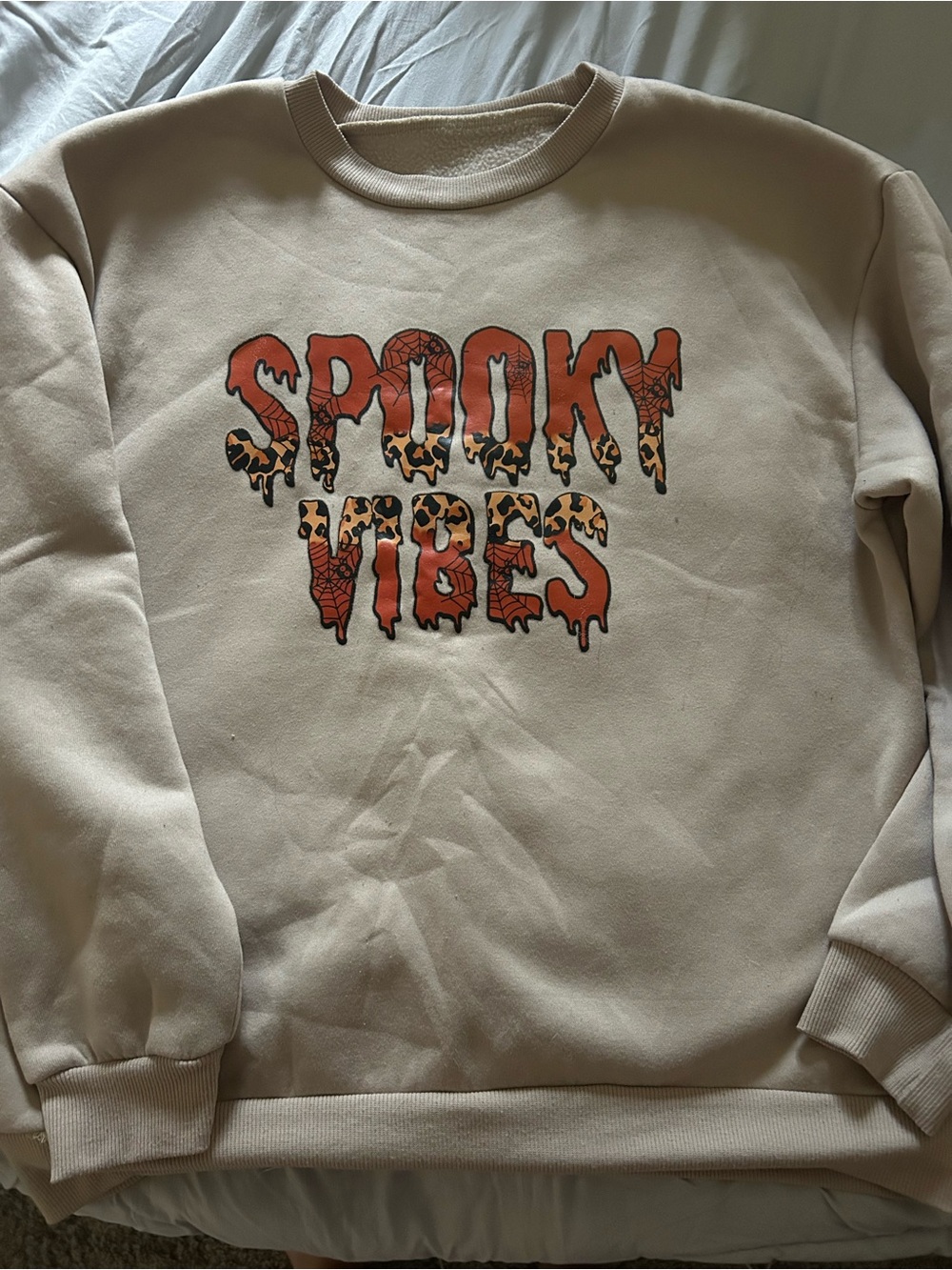 Spooky Vibes Cream Graphic Sweatshirt - Men's Crewneck